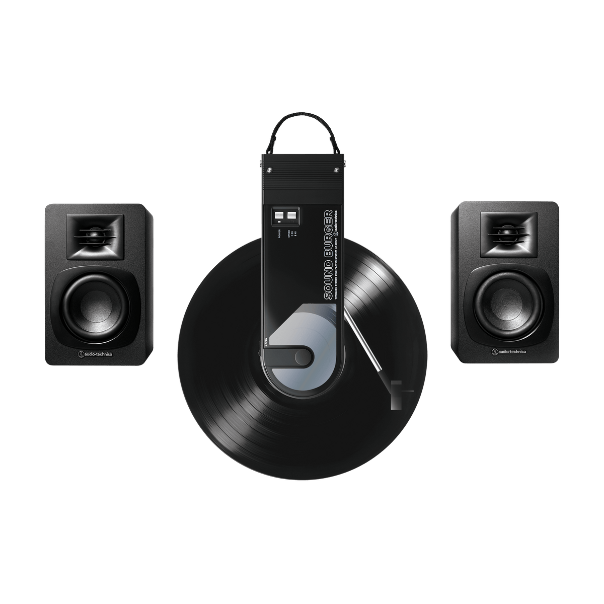 Sound Burger Portable Bluetooth Turntable and Speaker Bundle AT-SB727-BDL3X